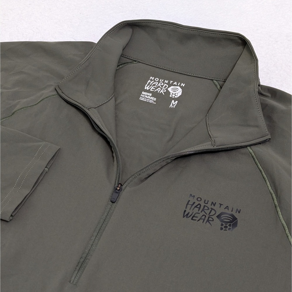 Mountain Hardwear Men's M Olive Green 1/4 Zip Lightweight Active Running Shirt‎